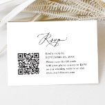 QR Code Elegant Moderne Calligrafiescript Weddensc RSVP Kaartje<br><div class="desc">Deze aanpasbare RSVP-kaart is ontworpen om te coördineren met ons moderne collectie voor calligrafische bruiloft. Deze kaart biedt een modern lettertype voor calligrafieken dat is gekoppeld aan een klastig lettertype voor serif en sans in zwart formaat en is perfect voor elk seizoen. Overeenkomende objecten beschikbaar.</div>
