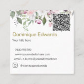 QR-code Elegant Moderne Paarse Floral Cosmetics Vierkante Visitekaartje (Achterkant)