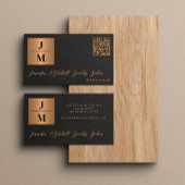 QR code elegant monogram zwart goud professional Visitekaartje