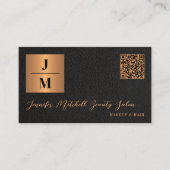 QR code elegant monogram zwart goud professional Visitekaartje (Voorkant)