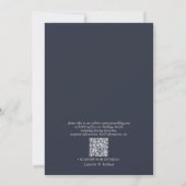 QR-code Elegant Navy Blue Floral Line Art Weddensc Kaart (Achterkant)
