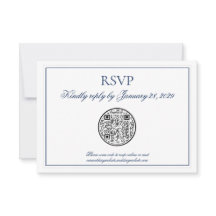 QR-code Elegant Navy Blue Weddenschap RSVP