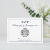 QR-code Elegant Navy Blue Weddenschap RSVP (Staand voorkant)
