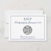 QR-code Elegant Navy Blue Weddenschap RSVP (Voorkant)