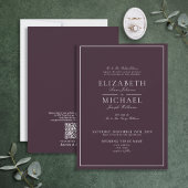 QR Code Elegant Paars Klassieke bruiloften Kaart