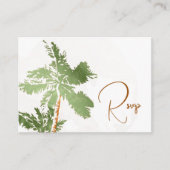 QR Code Elegant Palm Trees Copper Beach Wedding Informatiekaartje (Voorkant)