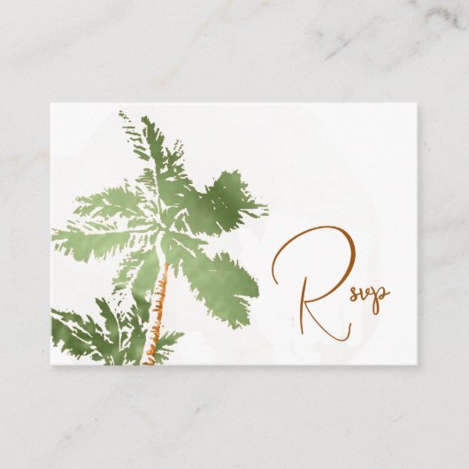 QR Code Elegant Palm Trees Copper Beach Wedding Informatiekaartje (Voorkant)