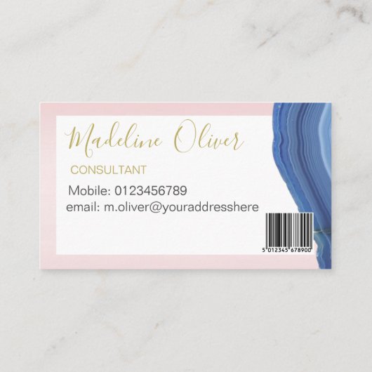 QR-code Elegant Professional Jewel Blue Roze Visitekaartje (Achterkant)