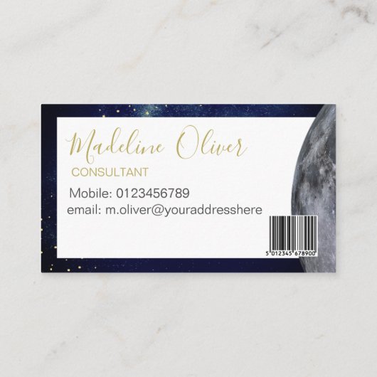 QR Code Elegant Professional Night Sky Visitekaartje (Achterkant)