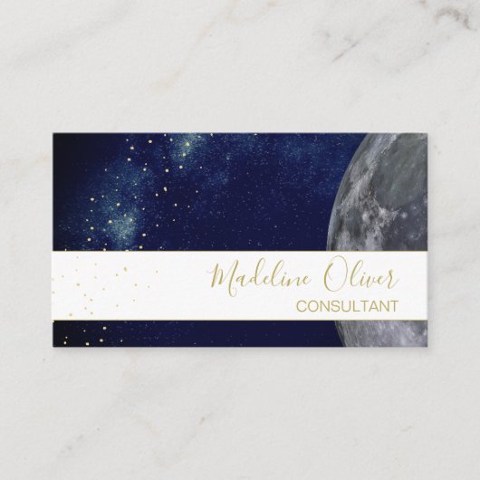 QR Code Elegant Professional Night Sky Visitekaartje (Voorkant)