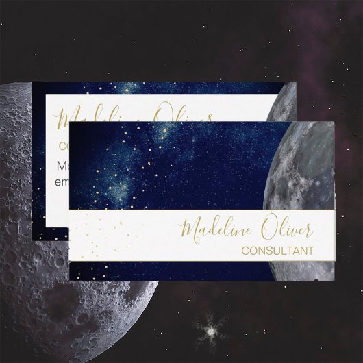 QR Code Elegant Professional Night Sky Visitekaartje
