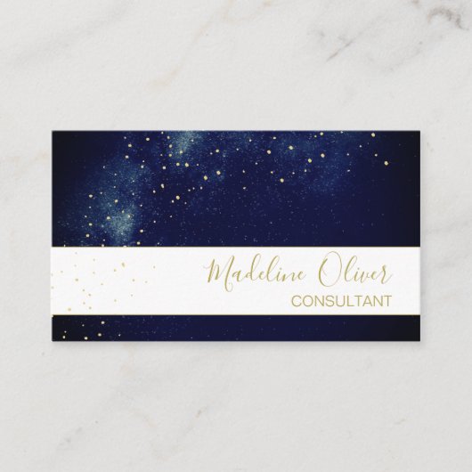 QR Code Elegant Professional Sterrennacht Sky Visitekaartje (Voorkant)