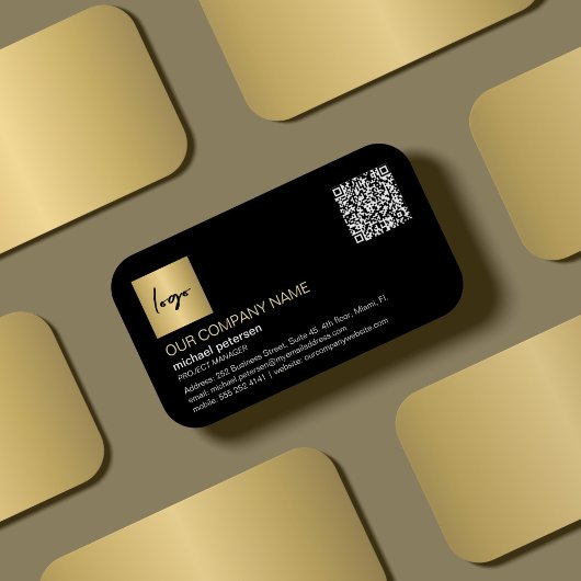 QR-code elegant professioneel goud, aangepast logo Visitekaartje