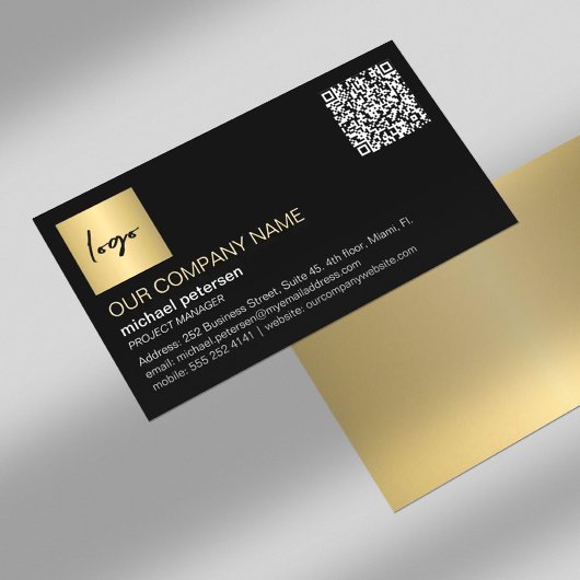QR-code elegant professioneel goud, aangepast logo Visitekaartje