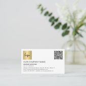 QR-code elegant professioneel goud, aangepast logo Visitekaartje (Staand voorkant)