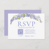 QR Code Elegant Purple Wisteria Script Formal RSVP (Voorkant / Achterkant)