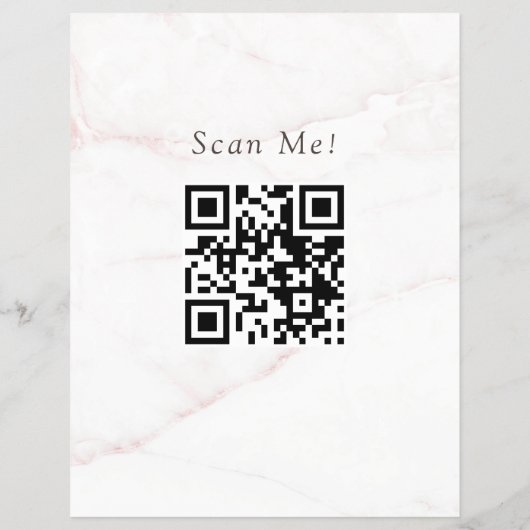 QR Code Elegant Roos Goud Blush Marmeren Steen Flyer (Achterkant)