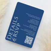 QR Code Elegant RSVP Online Stoffig Blauw Bloemen Kaart