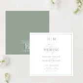 QR Code Elegant Sage Green Calligraphy Monogram Kaart