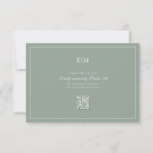 QR Code Elegant Sage Groen Monogram Bruiloft RSVP (Achterkant)