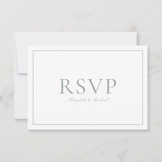 QR Code Elegant Sage Groen Monogram Bruiloft RSVP Kaartje (Voorkant)