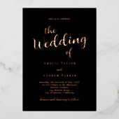 QR Code Elegant Script Kalligrafie Eenvoudige brui Folie Uitnodiging (Voorkant)