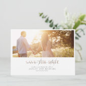 QR Code Elegant Script Photo Wedding Sla de datum Kaart (Staand voorkant)