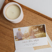 QR Code Elegant Script Photo Wedding Sla de datum Kaart