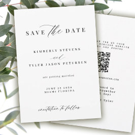 QR CODE elegant script zwart-wit bruiloft Save The Date