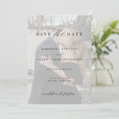 QR code elegant script zwarte witte foto bruiloft Save The Date (Staand voorkant)