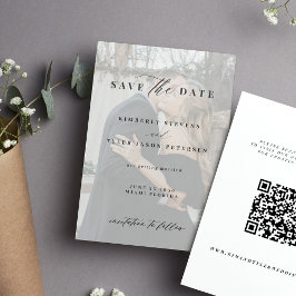 QR code elegant script zwarte witte foto bruiloft Save The Date