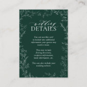 QR Code Elegant Smaragd Groen Blad Bruiloft Detail Informatiekaartje (Voorkant)