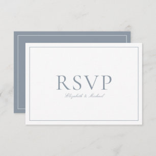 QR Code Elegant Stoffig Blauw Monogram Bruiloft RS RSVP Kaartje