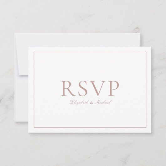 QR Code Elegant Stoffig Roos Monogram Bruiloft RSV RSVP Kaartje (Voorkant)