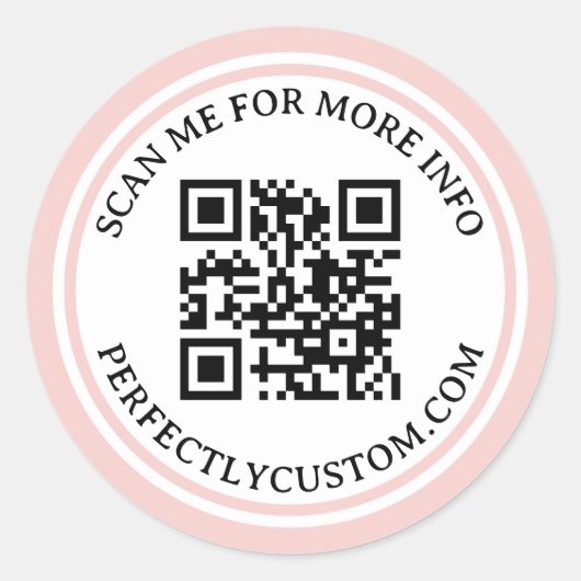 QR-code elegant tekstlicht wazig roze rand Ronde Sticker (Voorkant)