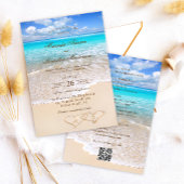 QR Code Elegant Tropisch Strand Bruiloft All in On Kaart
