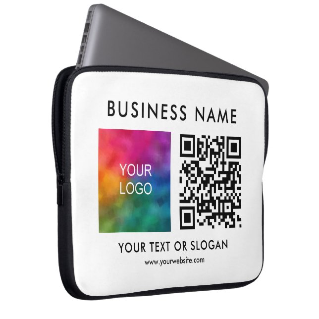 QR Code Elegant Upload Business Logo hier Trendy Laptop Sleeve (Voorkant Rechts)