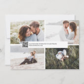 QR Code Elegant Vellum Overlay 5 foto Verloving Save The Date (Achterkant)