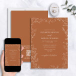 QR-code Elegant verbrand Oranje minimaal leverband Kaart<br><div class="desc">Maak je grote dag onvergegeteld wanneer je onze QR-code uitstuurt.. Elegant modern Burnt Oranje Minimal Leaf Wedding Invitation. Deze verfijnde uitnodiging is zeker om een verklaring af te leggen met het elegante formele verbrande oranje & witte ontwerp, met een delicate handgetrokken bladgrens en handgeschreven scripttypografie in dezelfde tint. Het is...</div>
