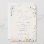 QR code elegant wildflower floral wedding Kaart (Voorkant)