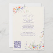 QR code elegant wildflower floral wedding Kaart (Achterkant)