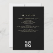 QR Code Elegant Zwart Goud Monogram Huwelijk Kaart (Achterkant)