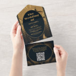 QR Code Elegante Art Deco Peacocks Bruiloft All In One Uitnodiging<br><div class="desc">Presenteren van onze QR Code Elegante Art Deco bruiloft All-in-One uitnodiging! Deze uitnodiging combineert de glamour van de Art Deco-stijl prachtig met het hedendaagse gemak. Het geometrische en Art Deco ontwerp voegt een weelderige en stijlvolle touch toe aan uw bruiloft briefpapier, waardoor een sfeer van luxe en verfijning wordt gecreëerd....</div>