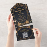 QR Code Elegante Art Deco Peacocks Bruiloft All In One Uitnodiging<br><div class="desc">Presenteren van onze QR Code Elegante Art Deco bruiloft All-in-One uitnodiging! Deze uitnodiging combineert de glamour van de Art Deco-stijl prachtig met het hedendaagse gemak. Het geometrische en Art Deco ontwerp voegt een weelderige en stijlvolle touch toe aan uw bruiloft briefpapier, waardoor een sfeer van luxe en verfijning wordt gecreëerd....</div>