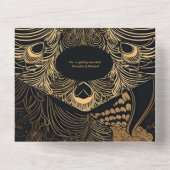 QR Code Elegante Art Deco Peacocks Bruiloft All In One Uitnodiging (Achterkant)