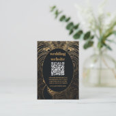 qr code Elegante Art Deco Peacocks Bruiloft Informatiekaartje (Staand voorkant)