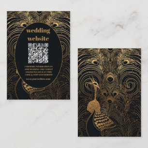 qr code Elegante Art Deco Peacocks Bruiloft Informatiekaartje