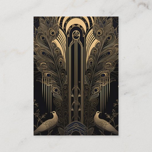 qr code Elegante Art Deco Peacocks Bruiloft Informatiekaartje (Achterkant)