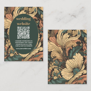 qr code Elegante Art Nouveau Huwelijksbloem Informatiekaartje