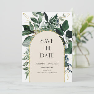 QR-code, Elegante beige botanische gebloemde bruil Save The Date